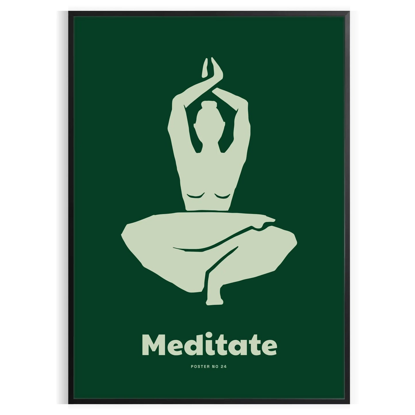 space serene Medidate Yoga poster shades green gray lovers captivating wall art ideal gift tranquility room A4 cm A0