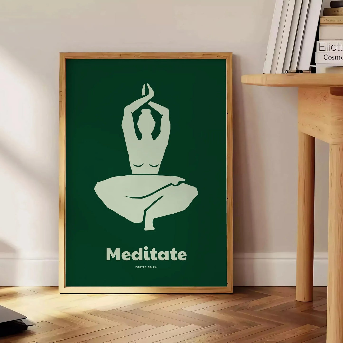 space serene Medidate Yoga poster shades green gray lovers captivating wall art ideal gift tranquility room A4 cm A0