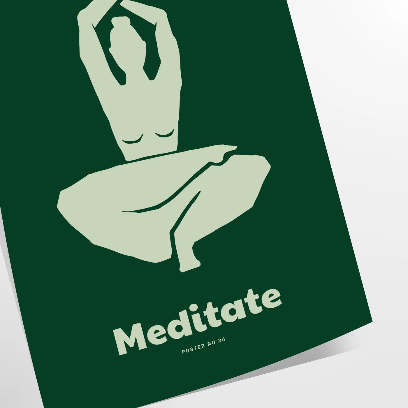 space serene Medidate Yoga poster shades green gray lovers captivating wall art ideal gift tranquility room A4 cm A0