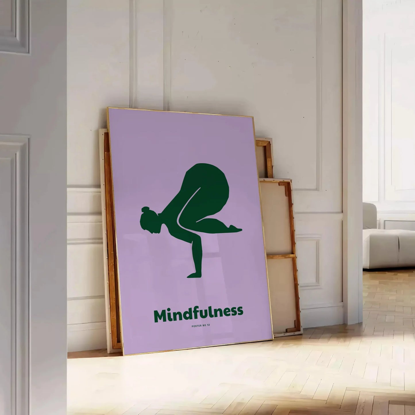 tranquility Mindfulness Yoga Poster green blue hues wall art thoughtful gift artwork peace balance space print preferred style framed unmounted