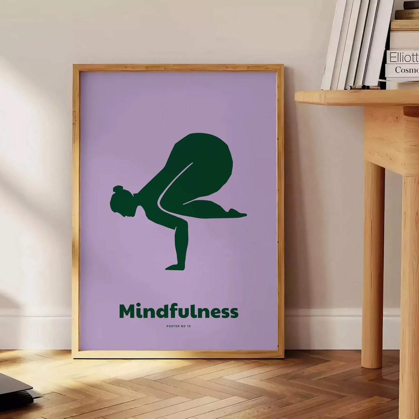tranquility Mindfulness Yoga Poster green blue hues wall art thoughtful gift artwork peace balance space print preferred style framed unmounted