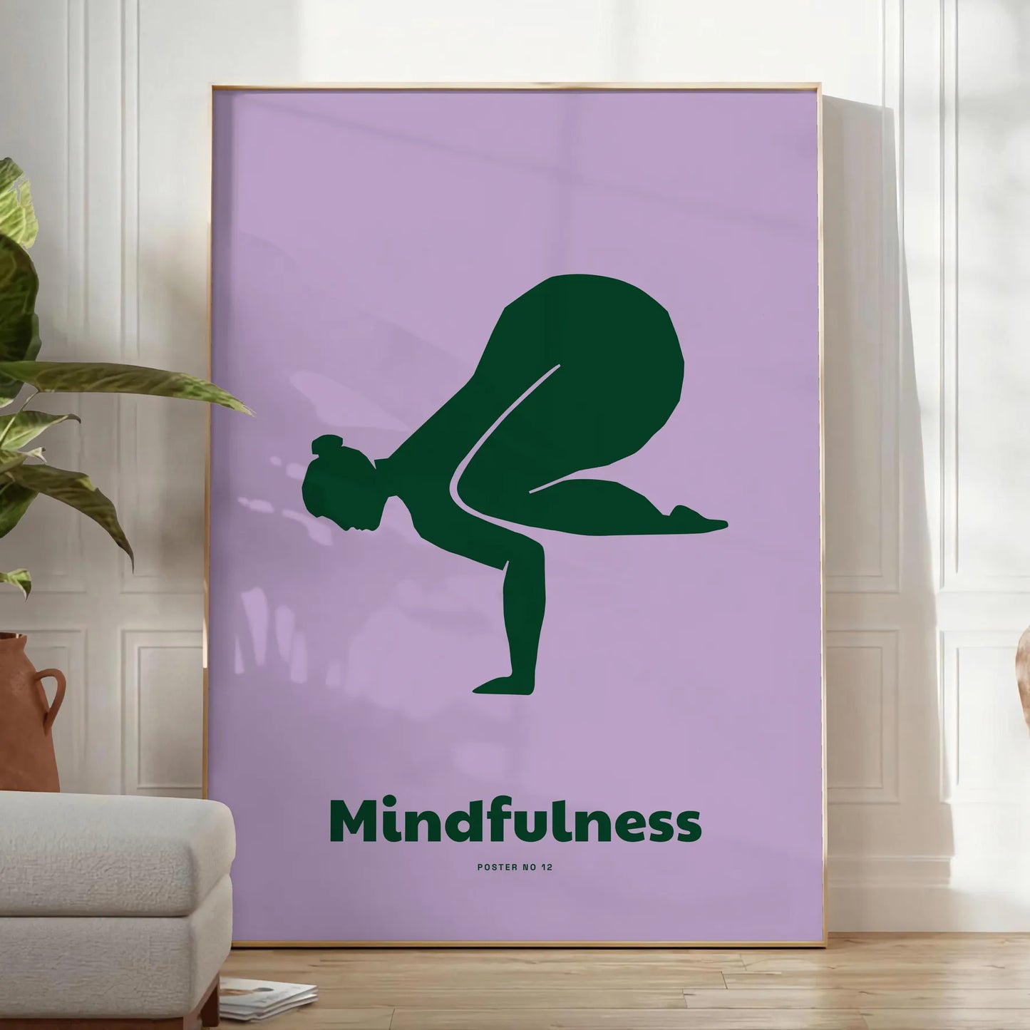 tranquility Mindfulness Yoga Poster green blue hues wall art thoughtful gift artwork peace balance space print preferred style framed unmounted