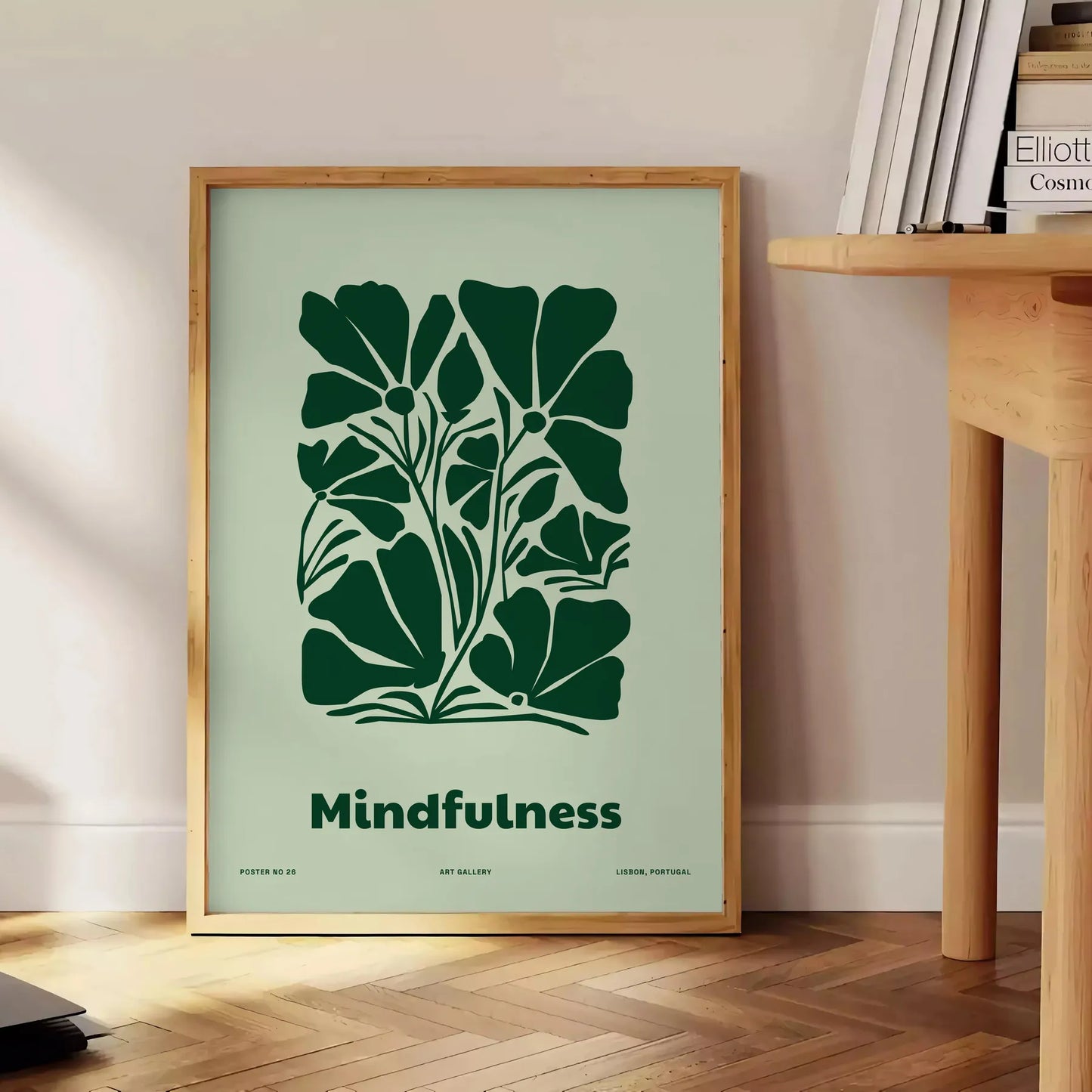 space mindfulness yoga poster serene green gray hues captivating wall art perfect artwork thoughtful gift enthusiasts décor lovers print today