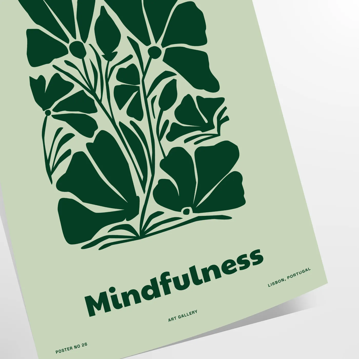 space mindfulness yoga poster serene green gray hues captivating wall art perfect artwork thoughtful gift enthusiasts décor lovers print today