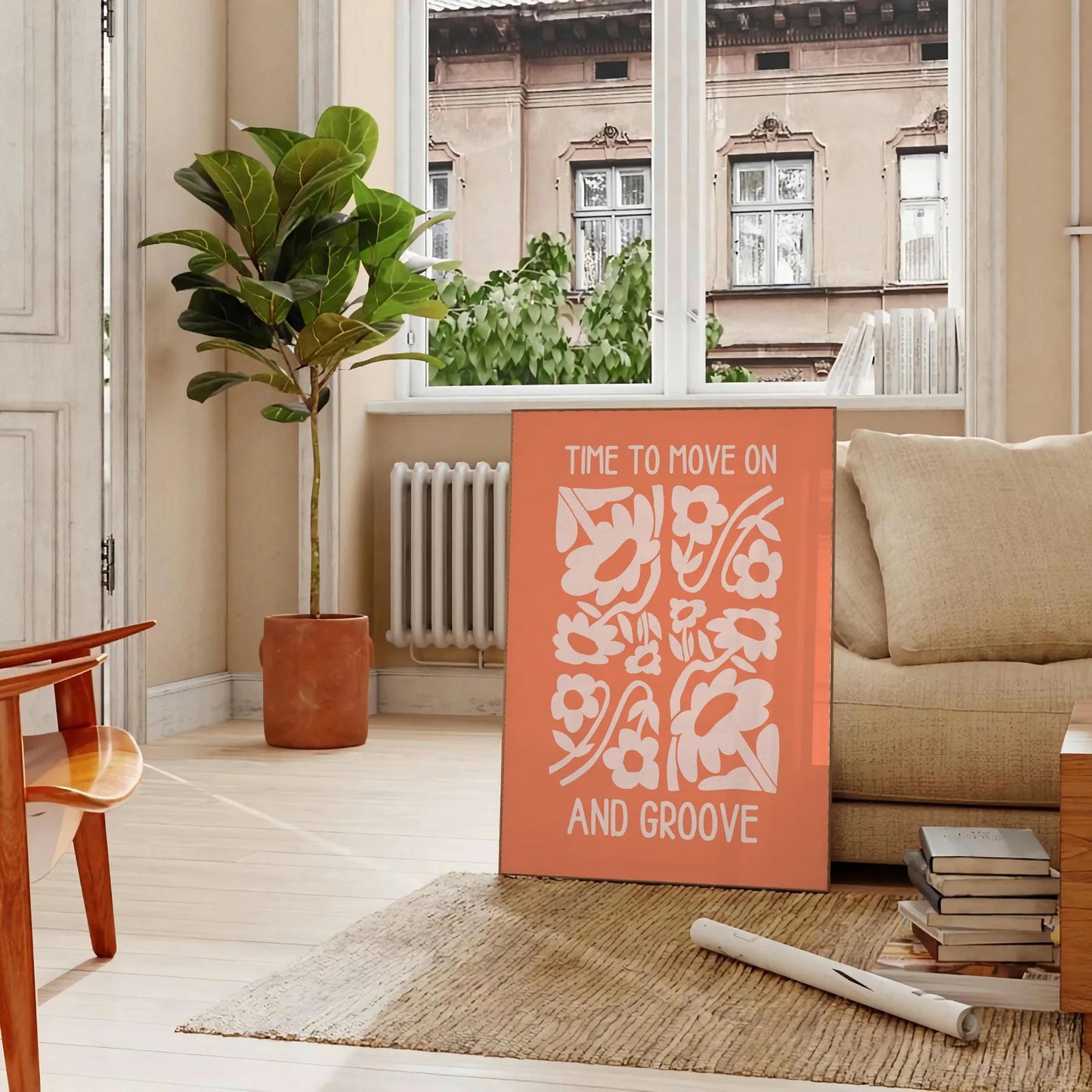 space motivational poster vibrant orange warm brown tones daily success wall art piece thoughtful gift motivation sizes A4 cm A0