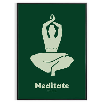 space serene Medidate Yoga poster shades green gray lovers captivating wall art ideal gift tranquility room A4 cm A0
