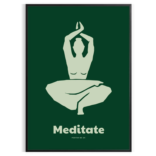 space serene Medidate Yoga poster shades green gray lovers captivating wall art ideal gift tranquility room A4 cm A0