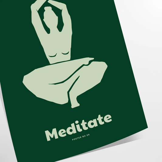 space serene Medidate Yoga poster shades green gray lovers captivating wall art ideal gift tranquility room A4 cm A0