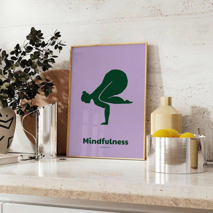 tranquility Mindfulness Yoga Poster green blue hues wall art thoughtful gift artwork peace balance space print preferred style framed unmounted