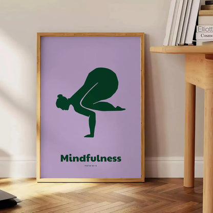 tranquility Mindfulness Yoga Poster green blue hues wall art thoughtful gift artwork peace balance space print preferred style framed unmounted