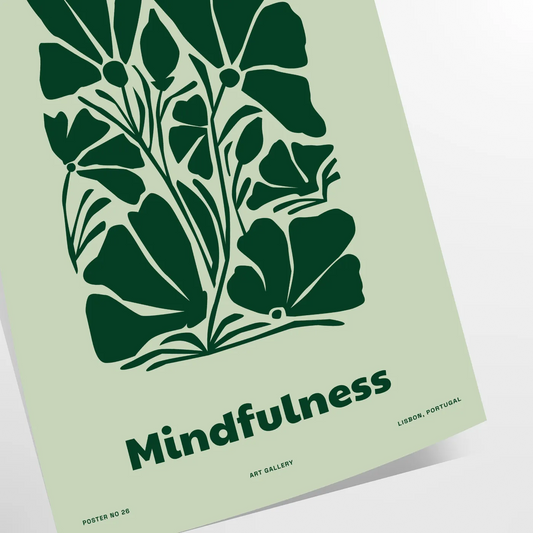 space mindfulness yoga poster serene green gray hues captivating wall art perfect artwork thoughtful gift enthusiasts décor lovers print today