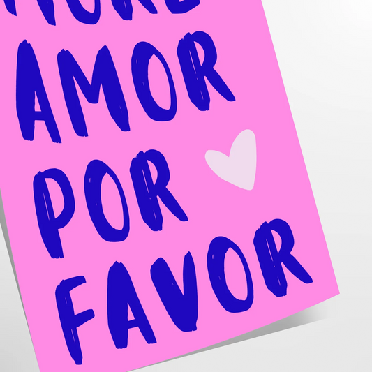 space Más Amor Por Favor motivational poster inspiring wall art piece blue purple tones thoughtful gift print various sizes A4 cm A0 room ambiance today